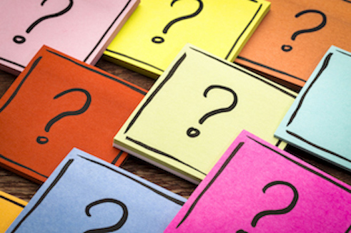 Colored post-its with question marks